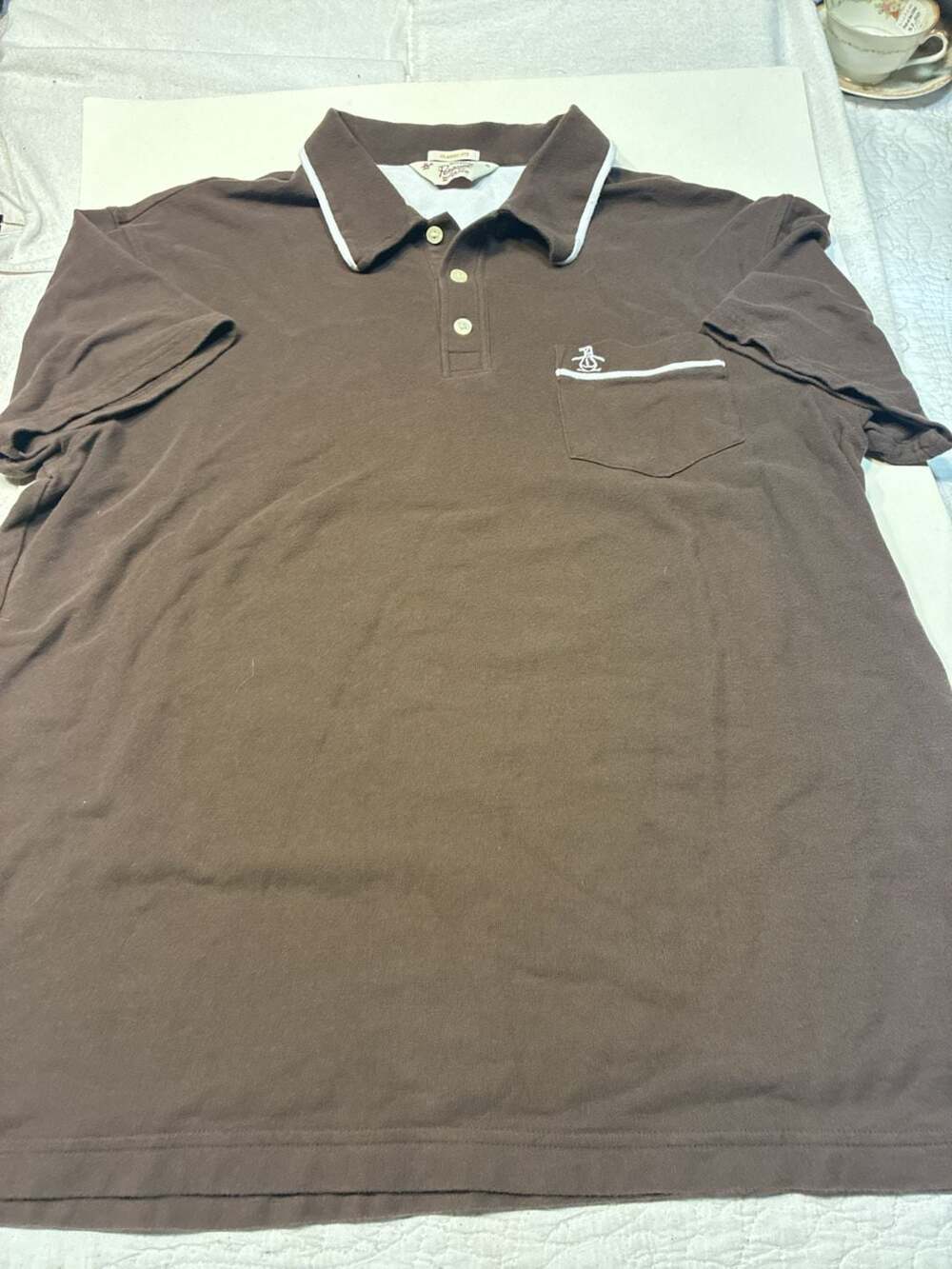 Original Penguin by Munsingwear Classic Fit Brown Polo Shirt with Pocket Size XL
